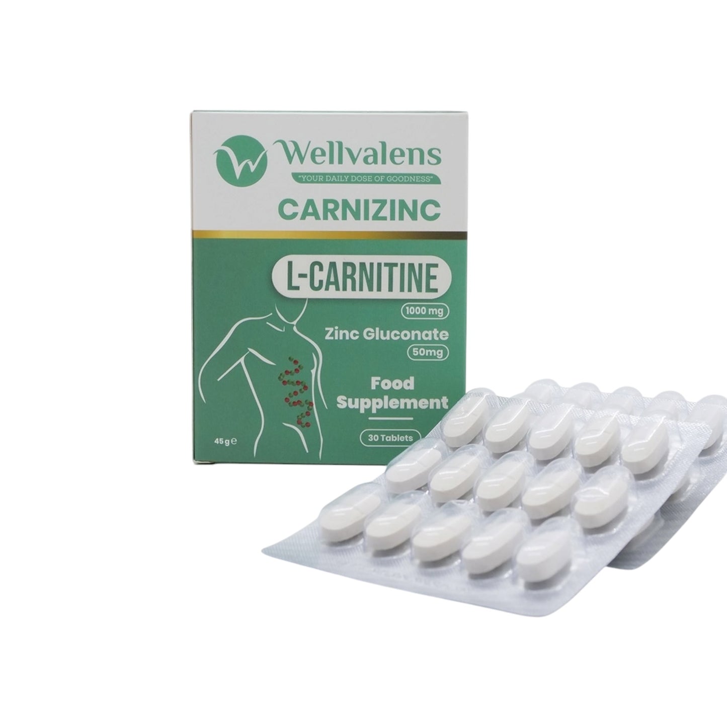 Wellvalens Carnizinc L-Carni-tine 30 Tablets