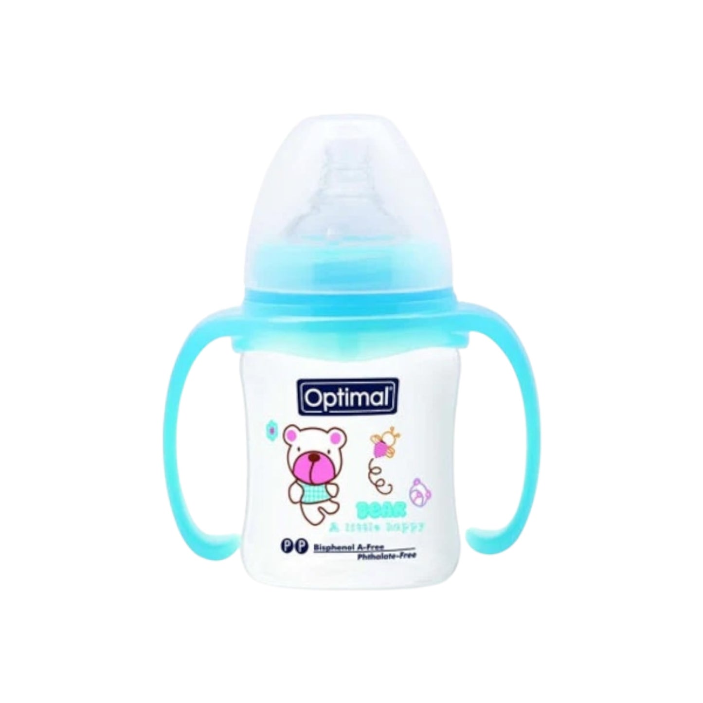 Optimal Mamilla Extra Wide Neck Feeding Bottle With Handle 6+ Blue