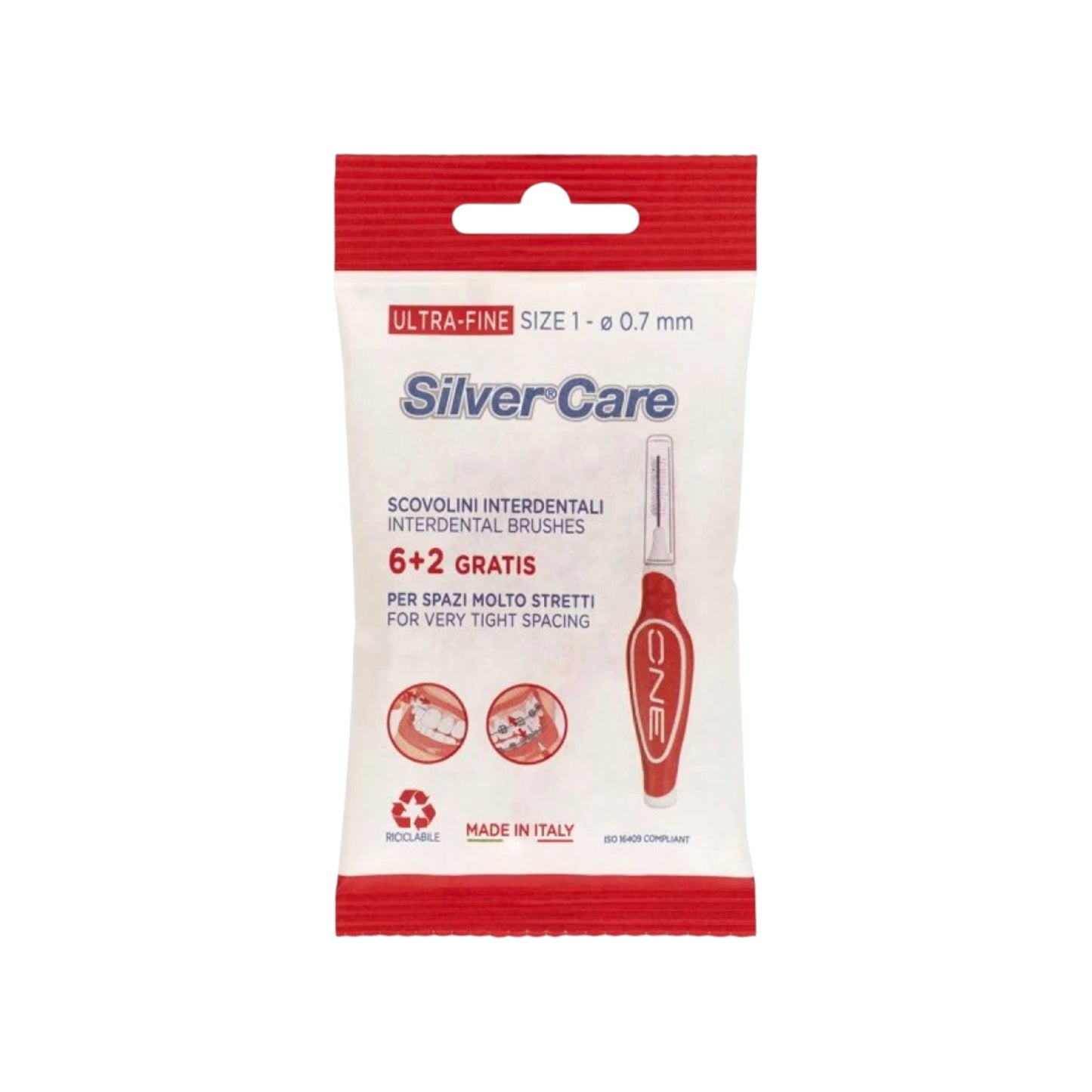 Silver Care فرش أسنان رفيعة جداً للأسنان بينية 0.7 ملم 8 قطع